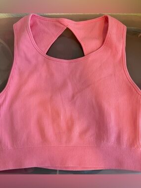 Fashion Nova Pink Ribbed Cutout Crop Tank